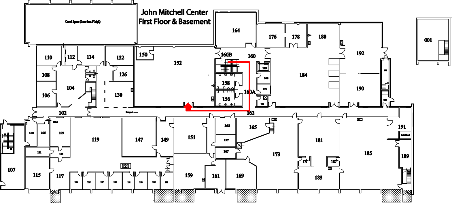 Map from lobby to room 152