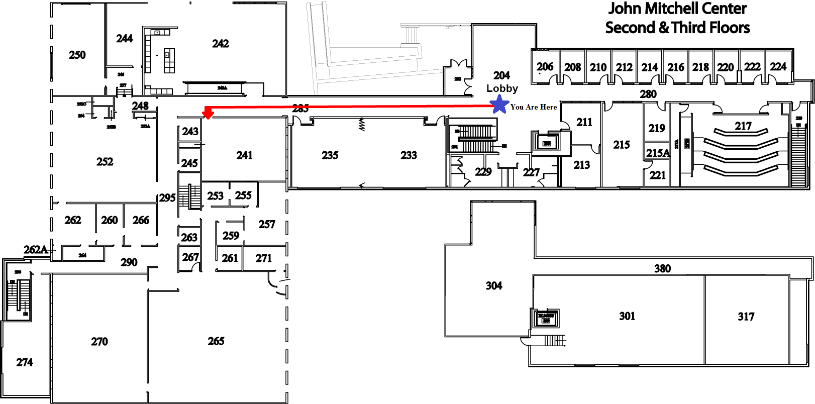 Map from lobby to room 241